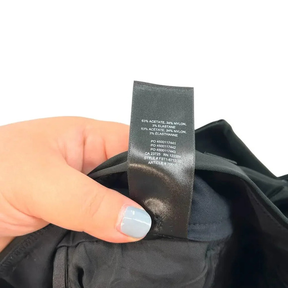 Aritzia Babaton Belted Pleat Pant Trouser Cropped Stretch Satin Black Size 2 - Picture 13 of 13